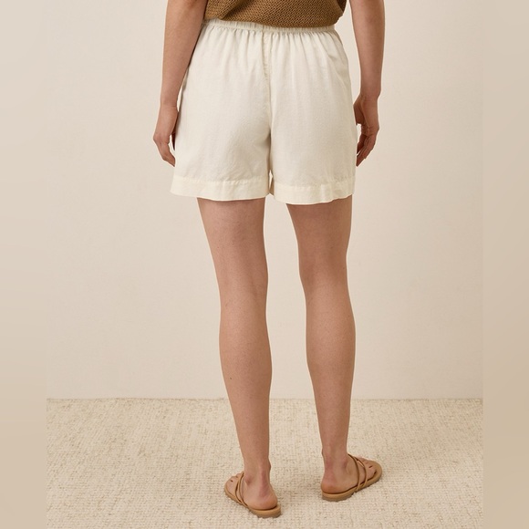 Pact Canopy Organic Cotton Linen Blend High-Waisted Shorts Bone XL 16/18/20 - Picture 5 of 12